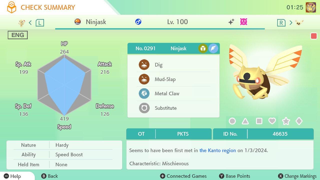 Shiny NINJASK Pokémon HOME 6IV Competitive Battle Ready – Pokémon HOME Transfers Pokémon card photo
