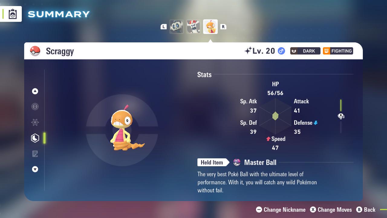 Shiny SCRAGGY Pokémon Legends ZA 6IV Competitive Battle Ready Pokémon card photo