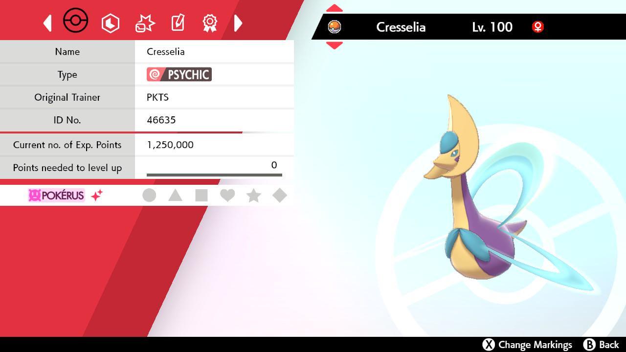 Shiny CRESSELIA Pokemon Sword Shield 6IV Competitive Battle Ready – Sword & Shield Pokémon card photo