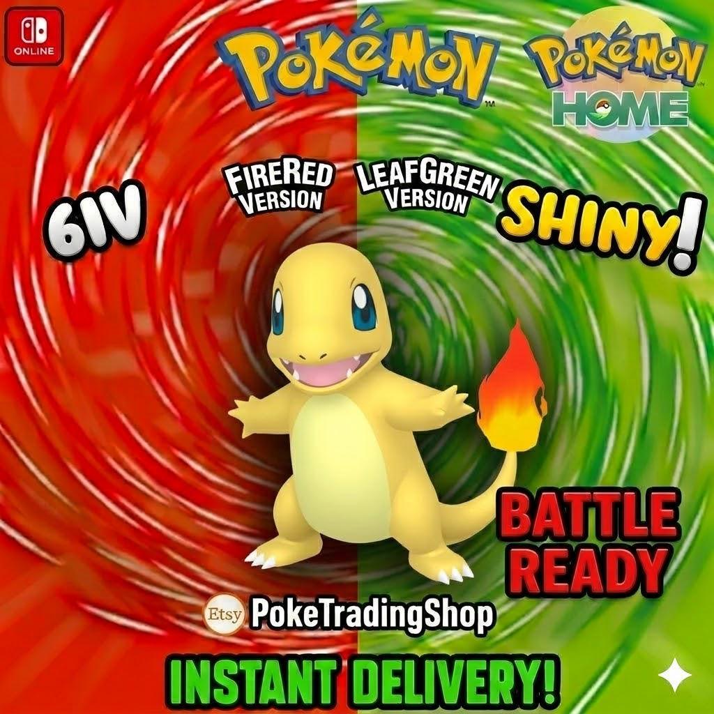 SHINY CHARMANDER Pokémon FireRed LeafGreen 6IV Competitive Battle Ready Pokémon card photo