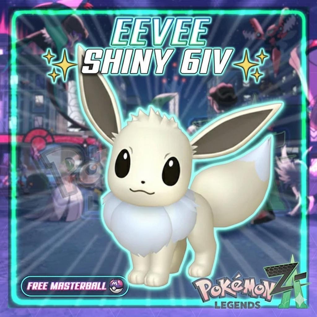 Shiny EEVEE Pokémon Legends ZA 6IV Competitive Battle Ready Pokémon card photo