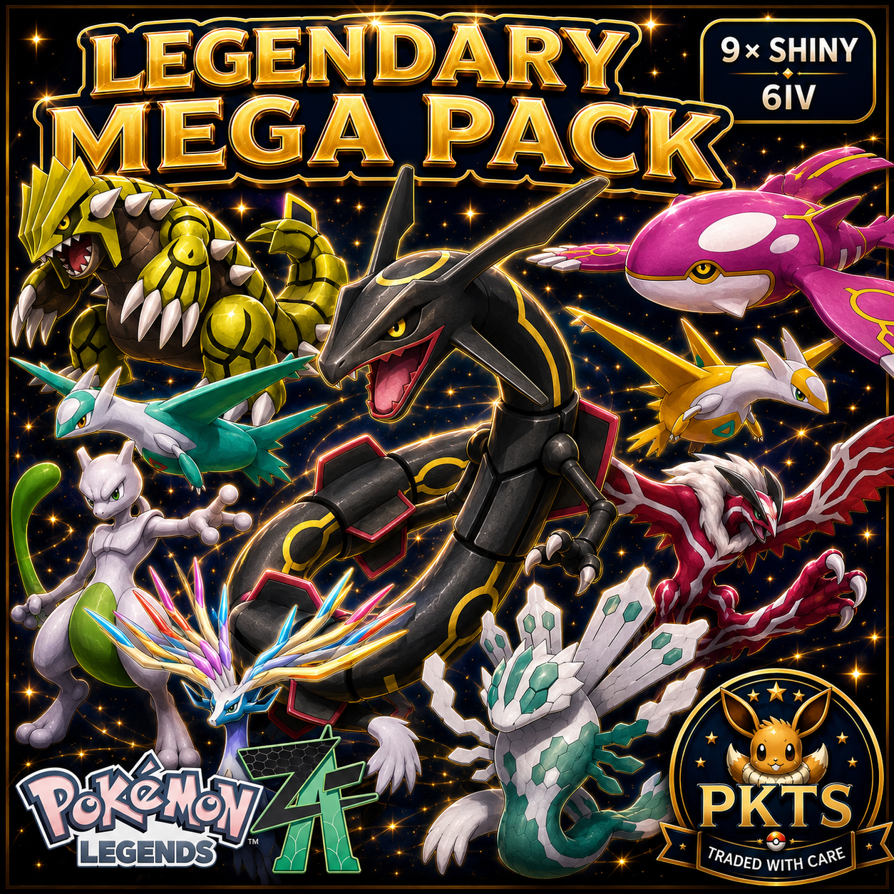 Shiny Legendary Bundle Pokemon Legends ZA, Buy 9 Shiny Legendaries 6IV, Rayquaza Mewtwo Kyogre Groudon, Legendary Pokemon Trade Pokémon card photo