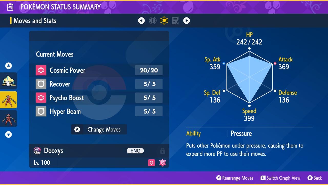 Фото покемона Shiny DEOXYS Pokémon Scarlet and Violet 6IV Готовый к соревновательным боям 3