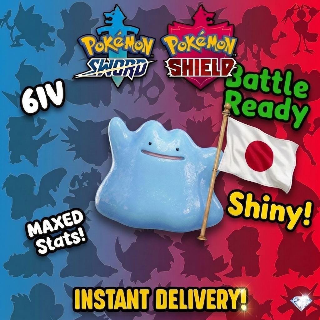 Shiny DITTO Jolly Japanese Masuda Pokémon Pokémon Sword Shield Perfect 6IV Ditto Breeding Shiny Pokémon Masuda Method – Sword & Shield Pokémon card photo