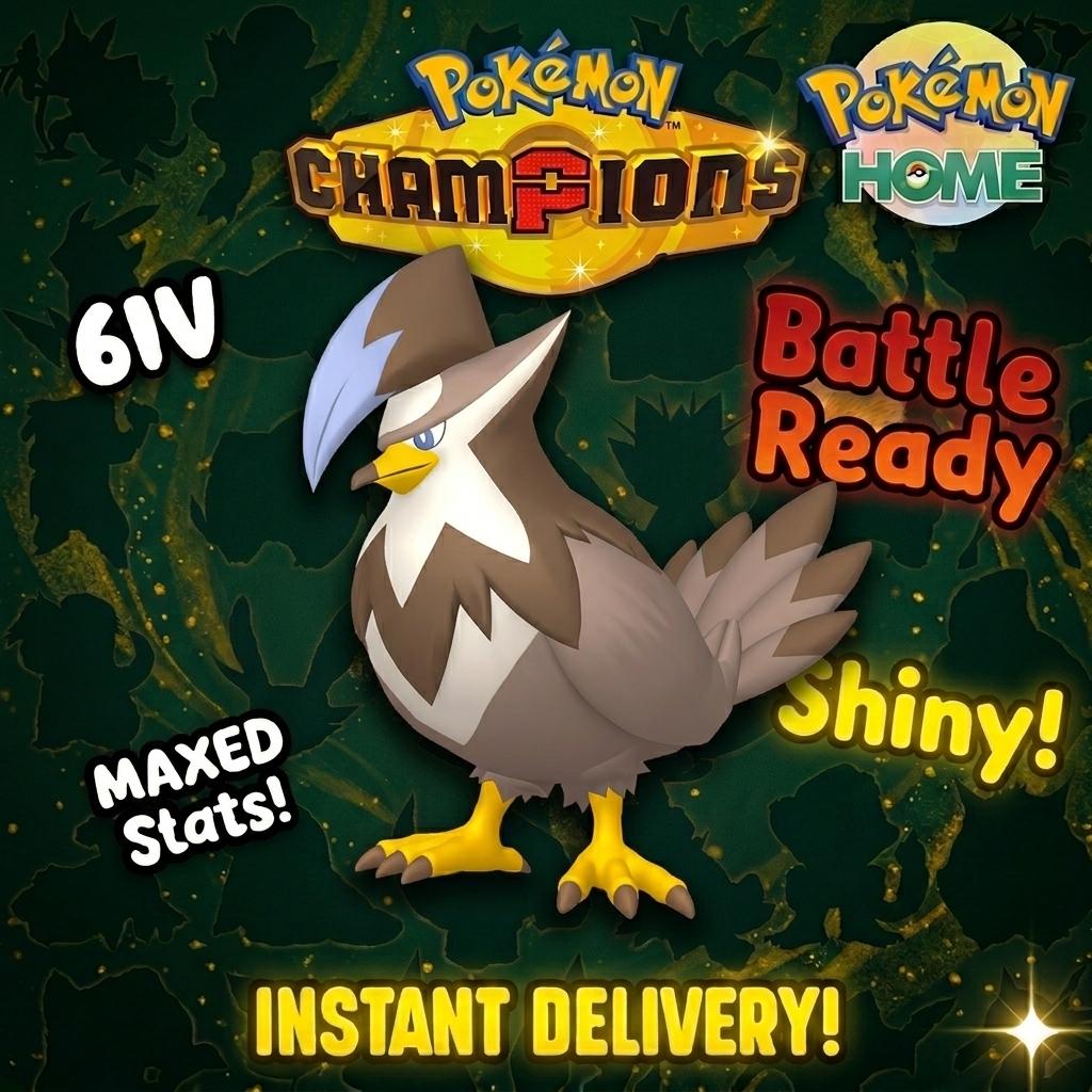 Shiny Staraptor Pokémon Champions 6IV Competitive Battle Ready Pokémon card photo