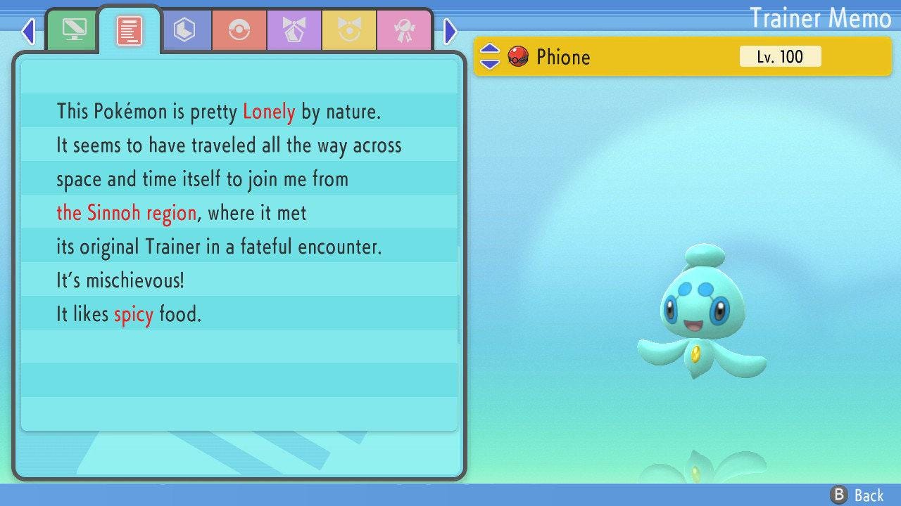 SHINY 6IV PHIONE Pokémon Brilliant Diamond Shining Pearl Mythical Pokemon Competitive Battle Ready + EVs Free Shiny Pokémon card photo 4