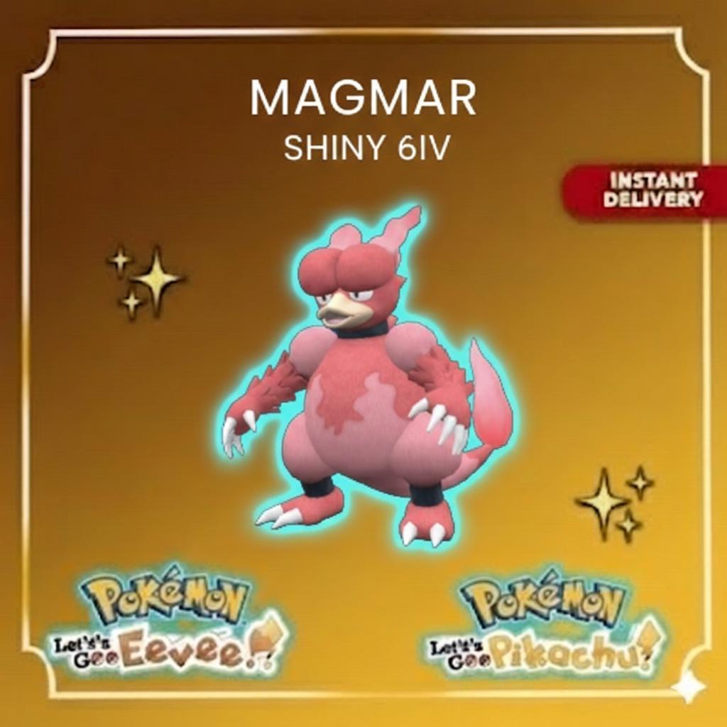 Shiny Magmar Lets Go Pikachu Eevee 6IV Competitive Battle Ready – Shiny Pokémon Pokémon card photo