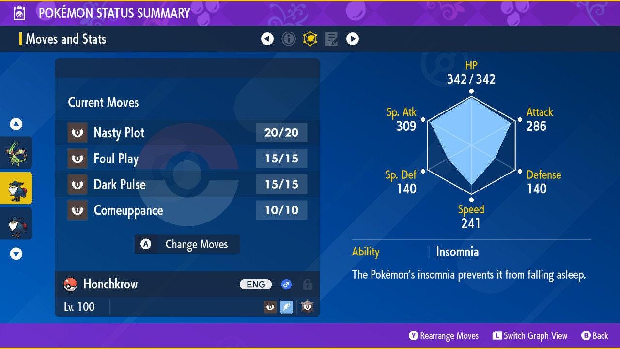 Фото покемона Шайни ХОНЧКРОУ Pokémon Scarlet Violet 6IV Готов к битве 2