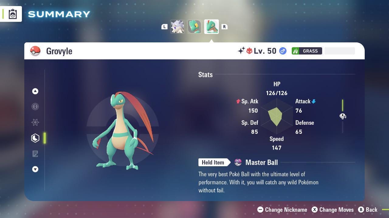 Shiny Alpha Grovyle Pokemon Legends Za Mega Dimension DLC 6IV Competitive Battle Ready Pokémon card photo