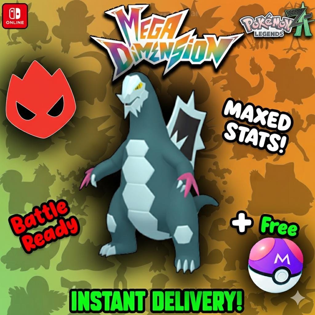 Shiny Alpha Baxcalibur Shiny 6IV Pokemon Legends Za Mega Dimension DLC 6IV Competitive Battle Ready Legends ZA Unique Gamer Gift – Pokémon Legends Z-A Pokémon card photo