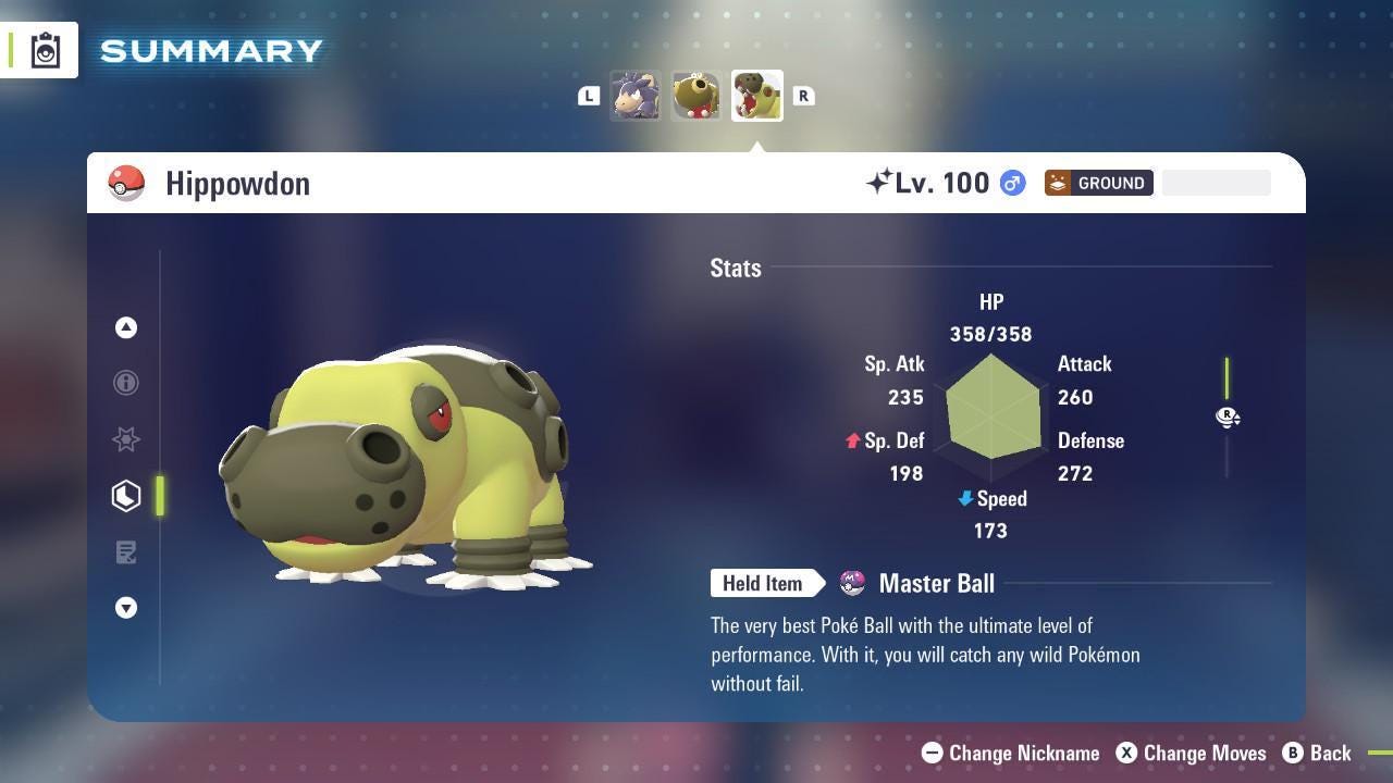 Shiny HIPPOWDON Pokémon Legends ZA 6IV Competitive Battle Ready Pokémon card photo