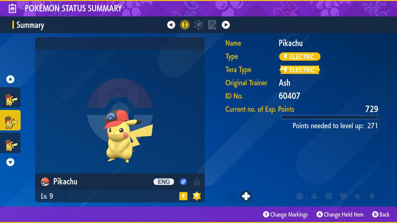 ASH PIKACHU EVENT Sinnoh Cap Pokémon Scarlet Violet 6IV Competitive Battle Ready – Exclusive Event Pokémon Pokémon card photo