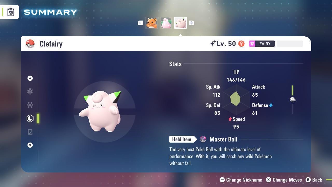 Shiny CLEFAIRY Pokémon Legends ZA 6IV Competitive Battle Ready – Pokémon Legends Z-A Pokémon card photo