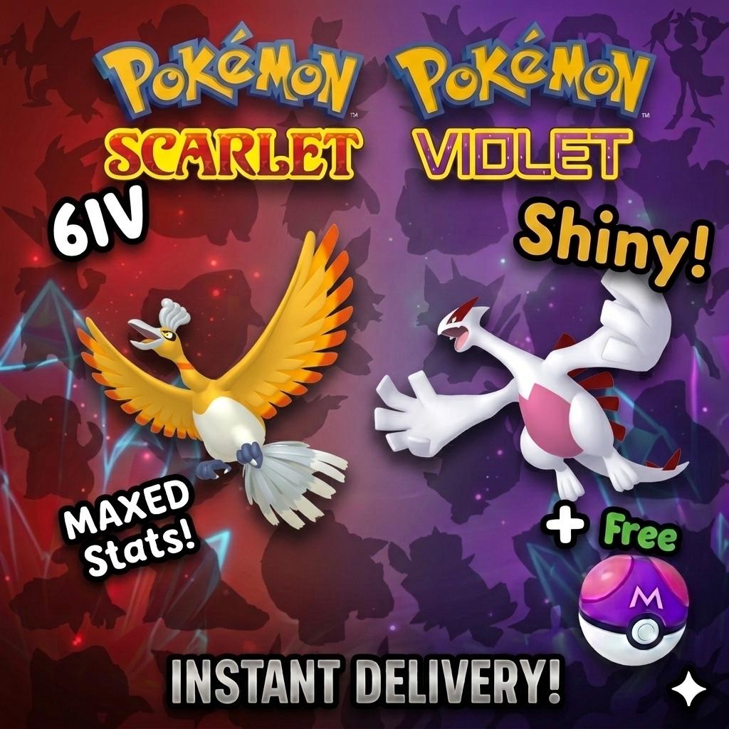 SHINY Lugia, Ho Oh Bundle Pack 6IV EV Pokémon Scarlet and Violet 6IV Competitive Battle Ready – Scarlet & Violet Bundles Pokémon card photo