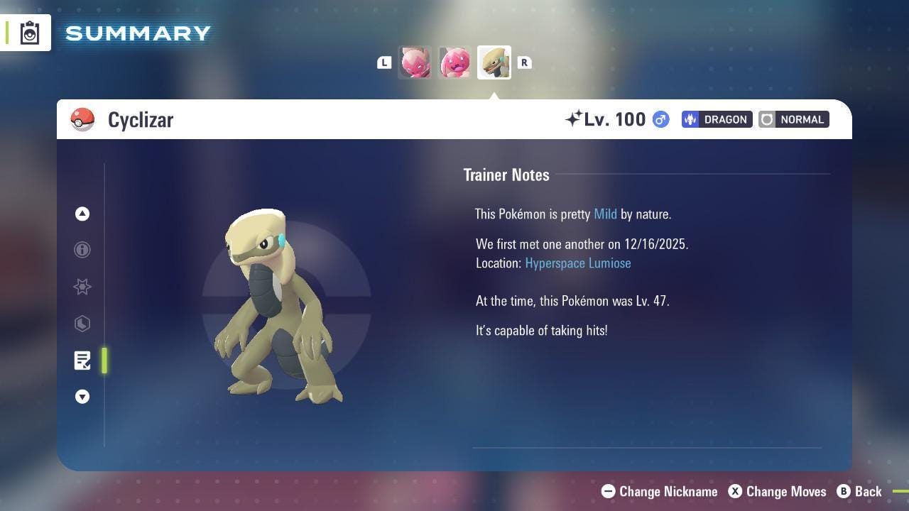 Фото покемона Shiny Cyclizar Pokemon Legends ZA Mega Dimension DLC 6IV Готов к соревновательным боям 4