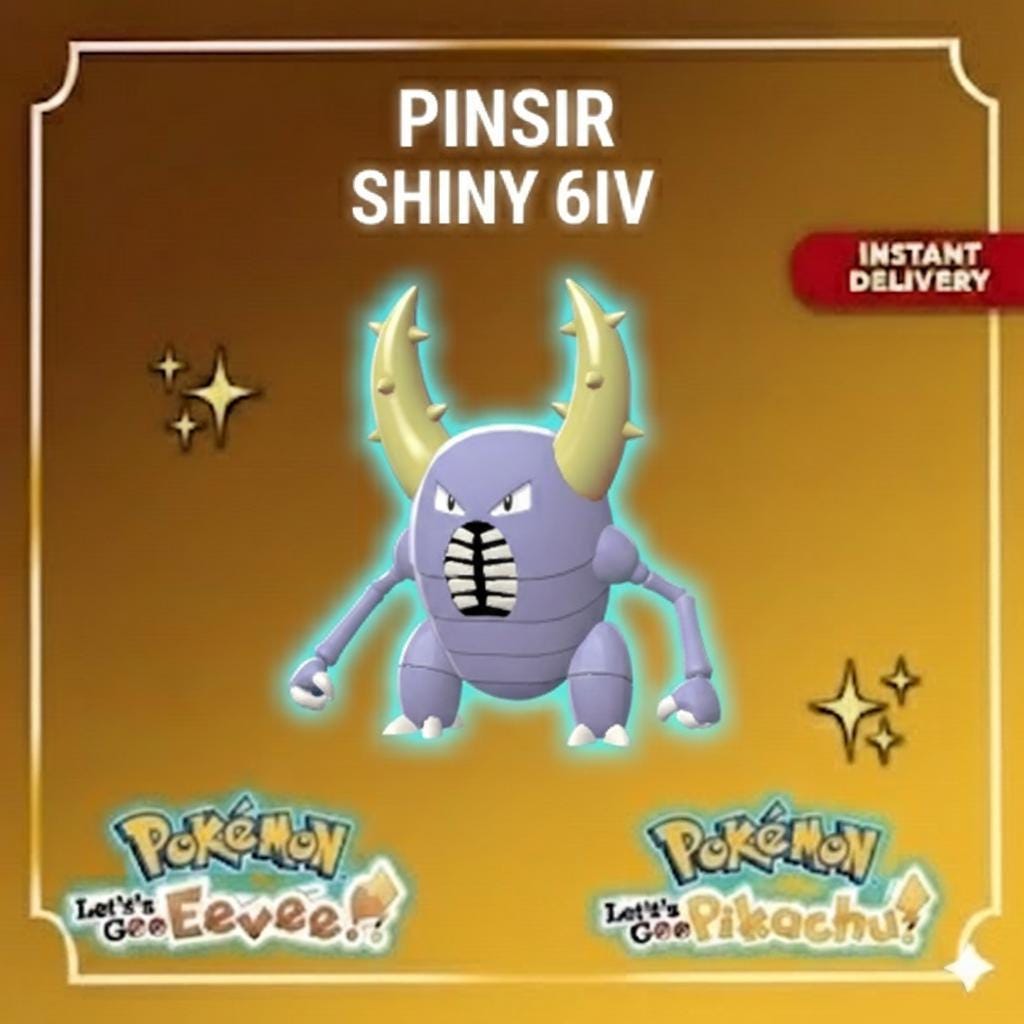 Shiny Pinsir Lets Go Pikachu Eevee 6IV Competitive Battle Ready – Shiny Pokémon Pokémon card photo
