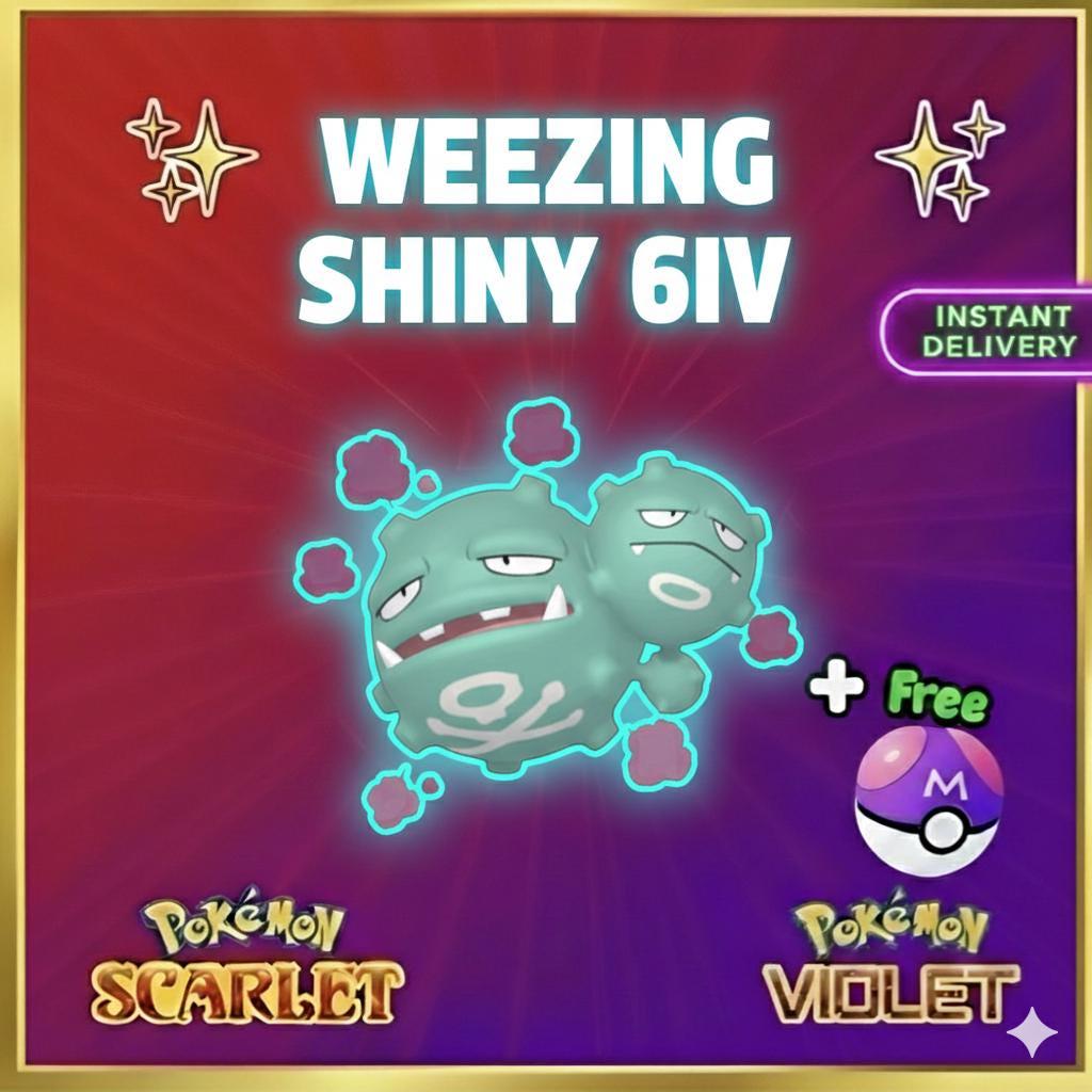 Foto de la carta Pokémon Pokemon Escarlata Púrpura Shiny 6iv Weezing Listo Para la Batalla Ev Entrenado Ot Personalizado Sv Intercambio ENTREGA RÁPIDA LISTO