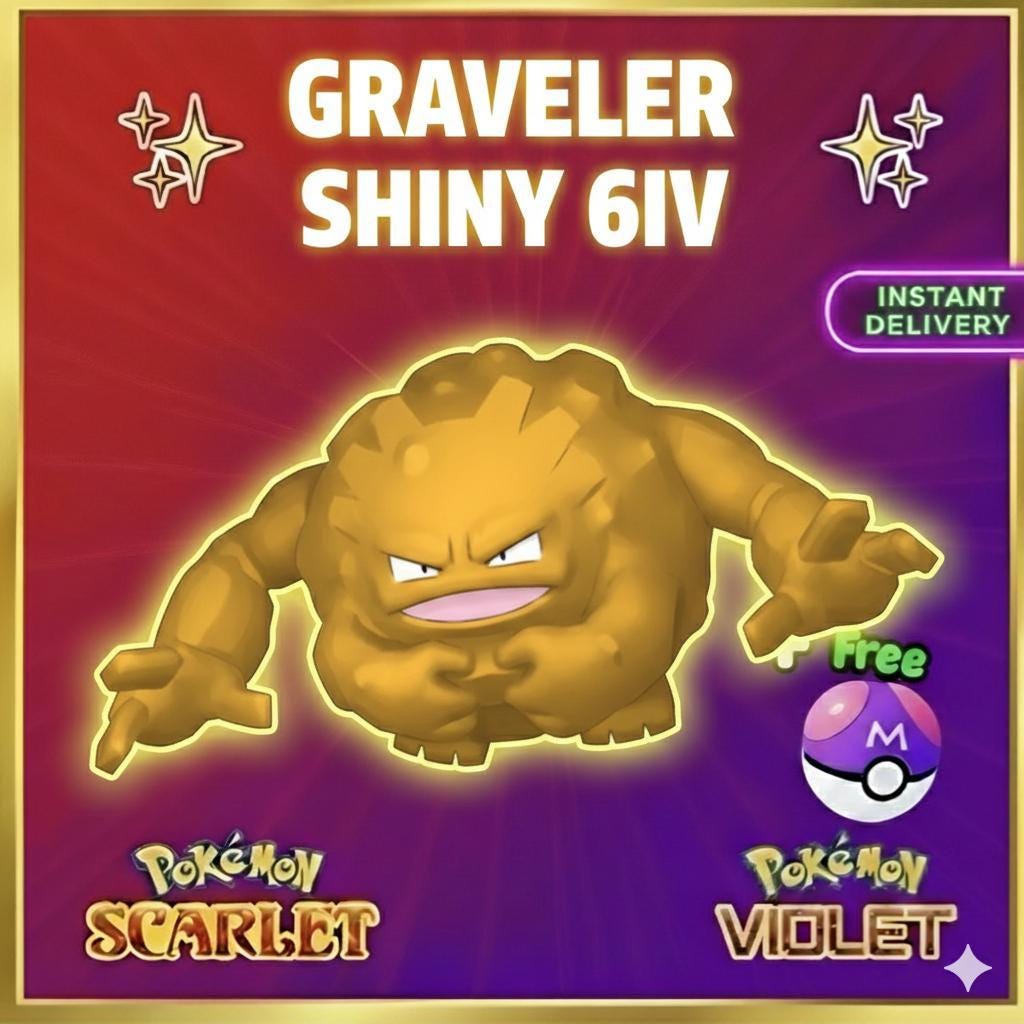 Foto de la carta Pokémon Pokemon Escarlata Púrpura Shiny 6IV Graveler Listo Para la Batalla Ev Entrenado Ot Personalizado Sv Intercambio ENTREGA RÁPIDA Listo Para Incursiones
