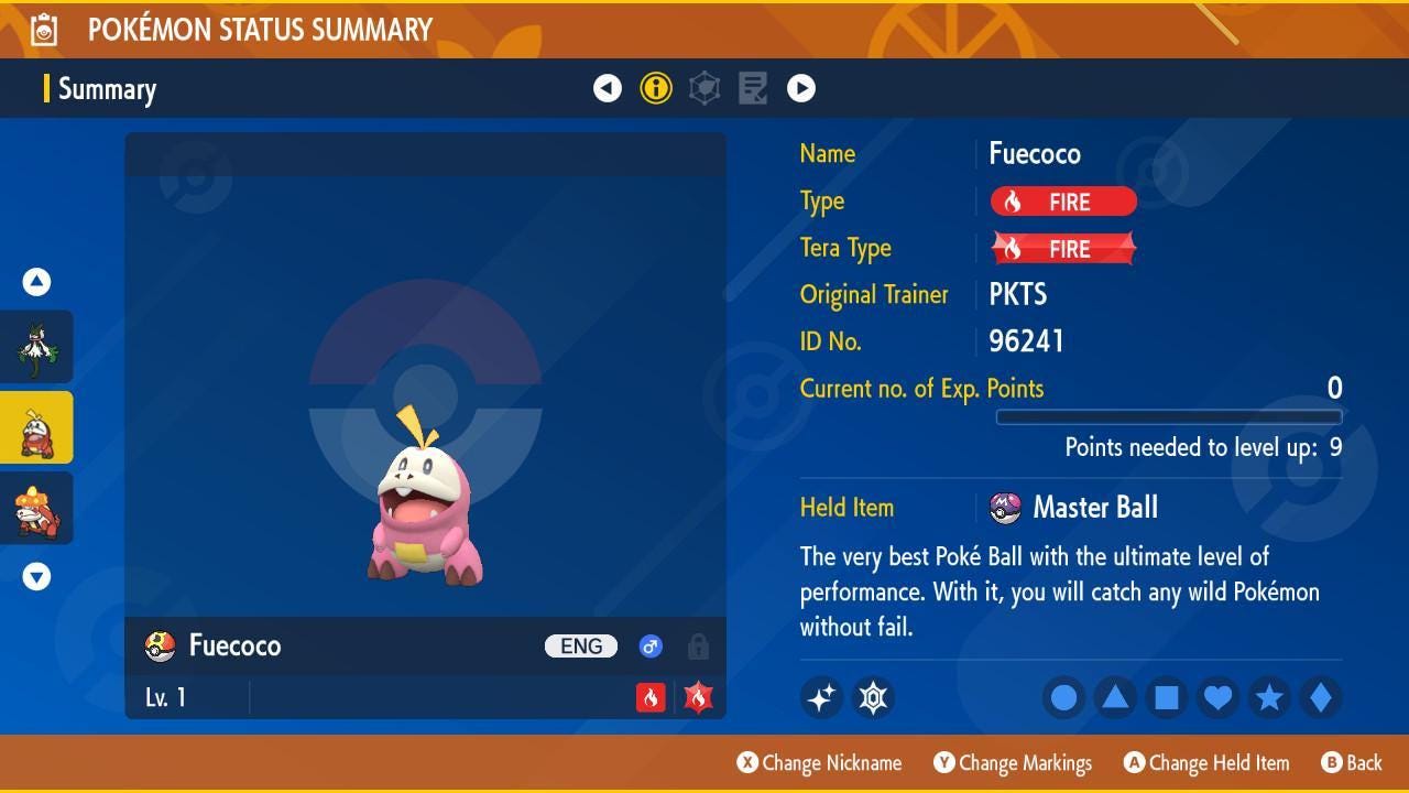 Shiny FUECOCO Pokémon Scarlet Violet 6IV Competitive Battle Ready Pokémon card photo