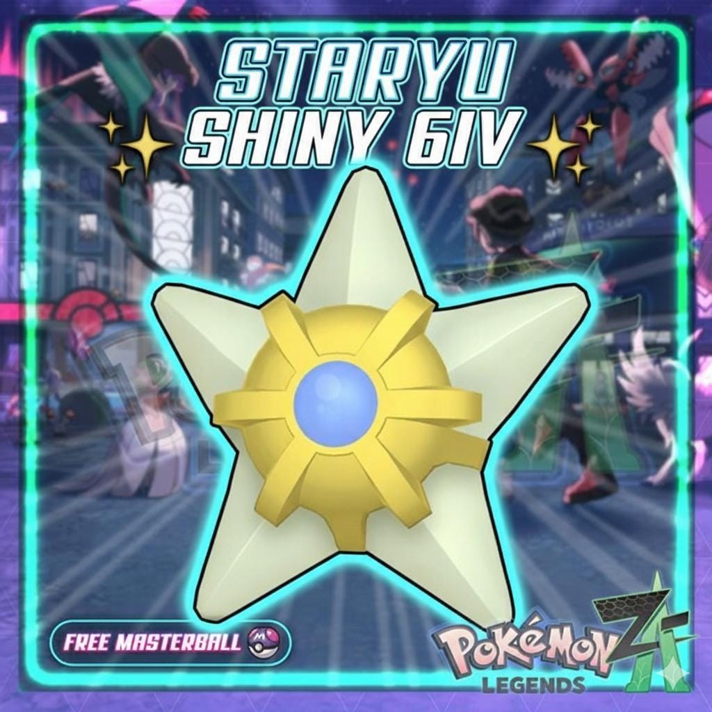 Foto de la carta Pokémon Shiny STARYU Pokémon Legends ZA 6IV Competitivo Listo para la Batalla