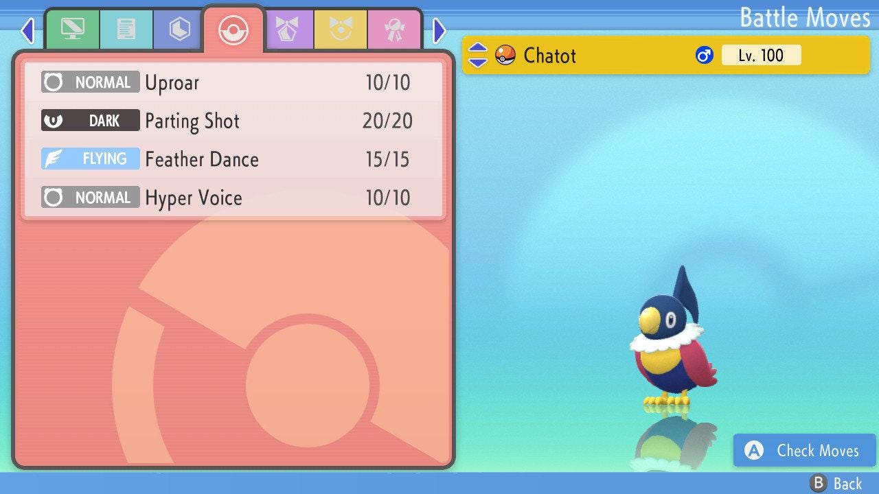 SHINY 6IV CHATOT Pokémon Brilliant Diamond and Shining Pearl 6IV Competitive Battle Ready Pokémon card photo 4