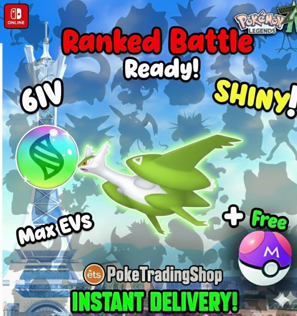 Foto de la carta Pokémon Pokemon LEGENDS ZA Alpha Shiny Latios Mega Listo Ciudad Luminalia Región KALOS Luster Purge Maestro Listo para la Batalla 6IV Insignia Alpha Transferencia a Home