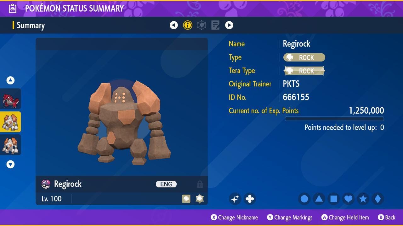 Shiny REGIROCK Pokémon Scarlet and Violet 6IV Competitive Battle Ready Pokémon card photo 2