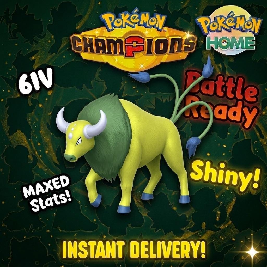 Shiny Tauros Pokémon Champions 6IV Competitive Battle Ready – Champions Pokémon card photo