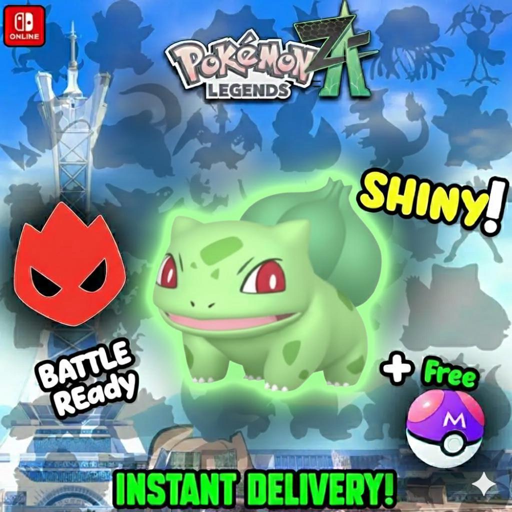 Shiny Alpha Bulbasaur Pokémon Legends ZA 6IV Competitive Battle Ready – Pokémon Legends Z-A Pokémon card photo
