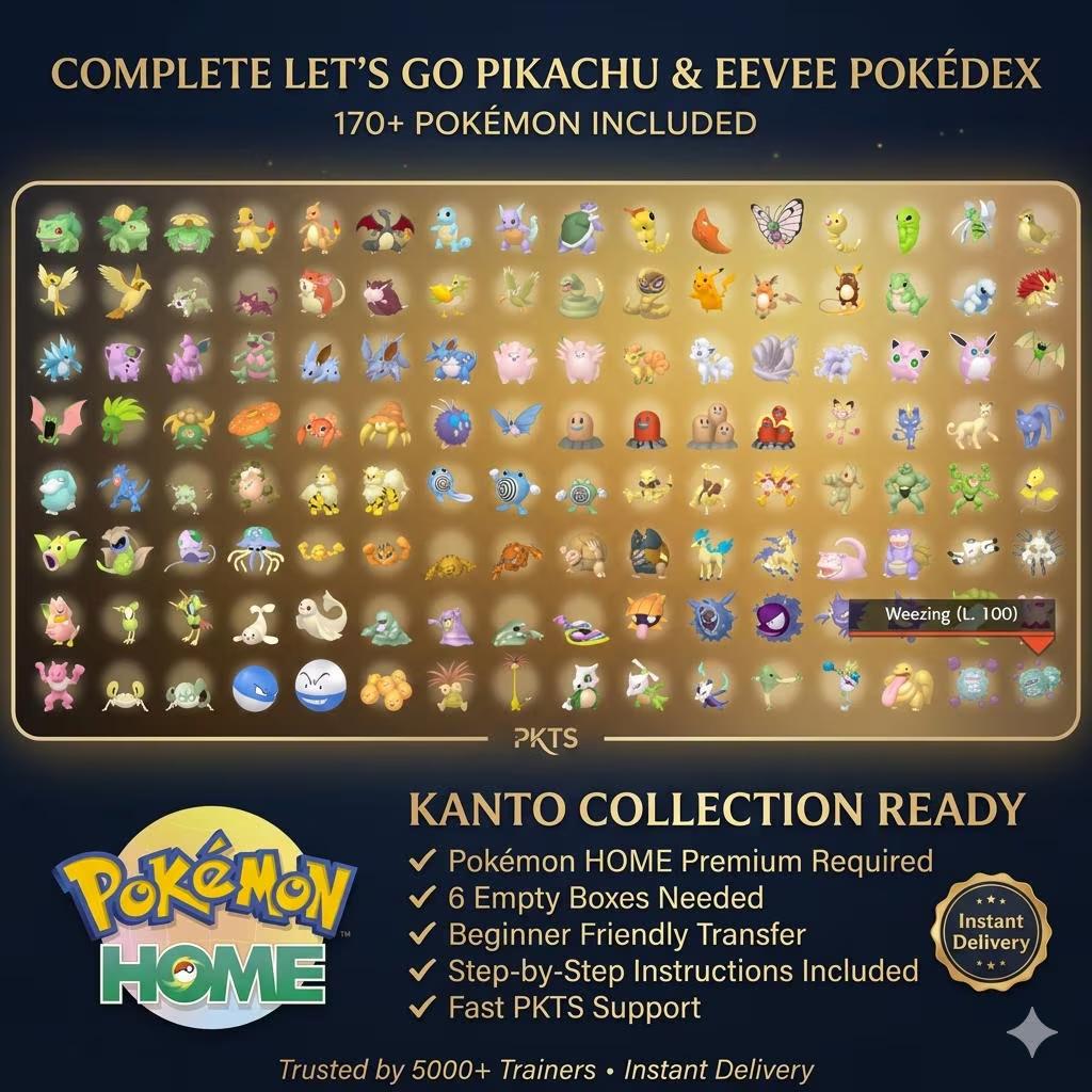 Complete Pokemon Lets Go Pikachu Eevee Living Dex All Alolan Forms Mega Evolutions 170+ Pokemon Unlock the Shiny Charm Pokémon card photo 2