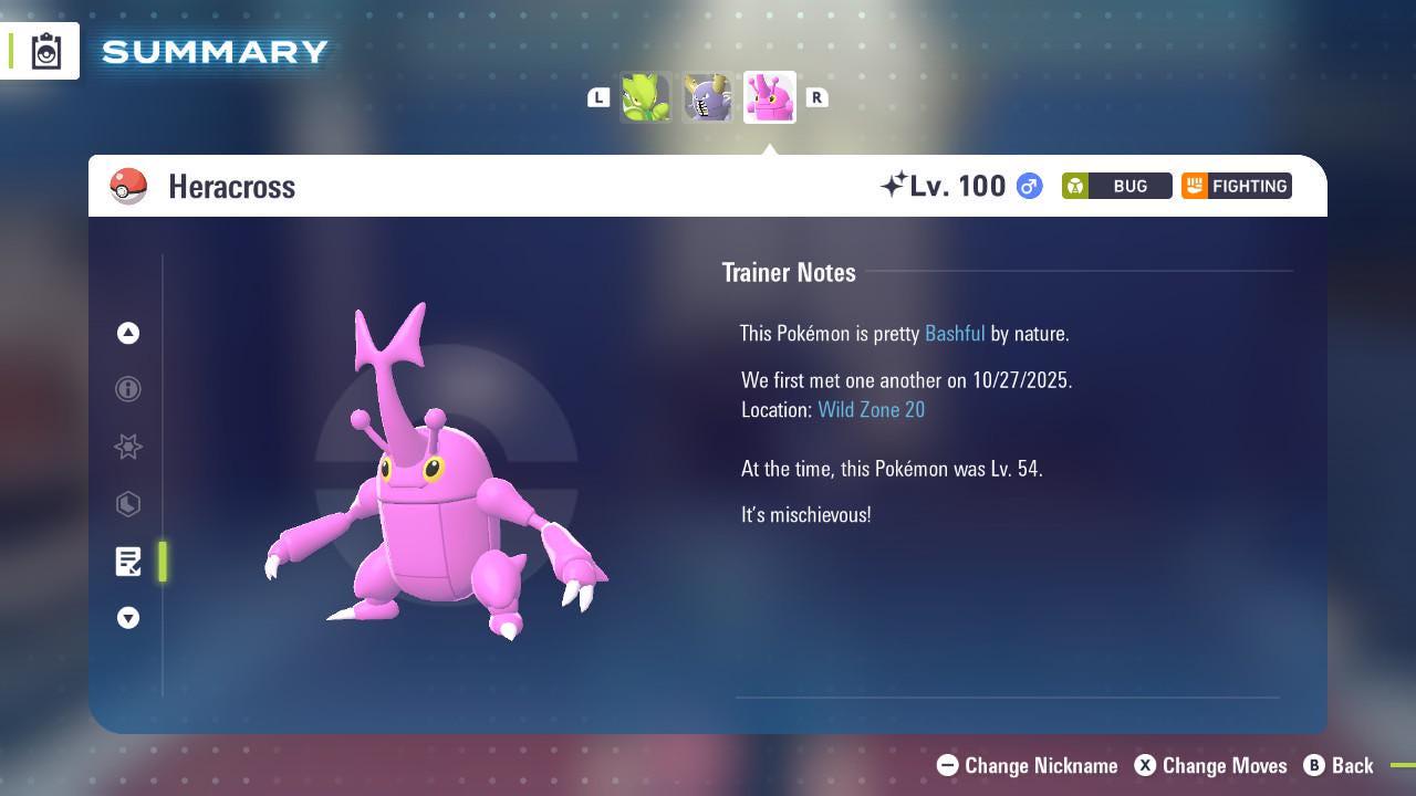 Foto de la carta Pokémon HERACROSS variocolor Pokémon Legends ZA 6IV listo para el combate competitivo 4