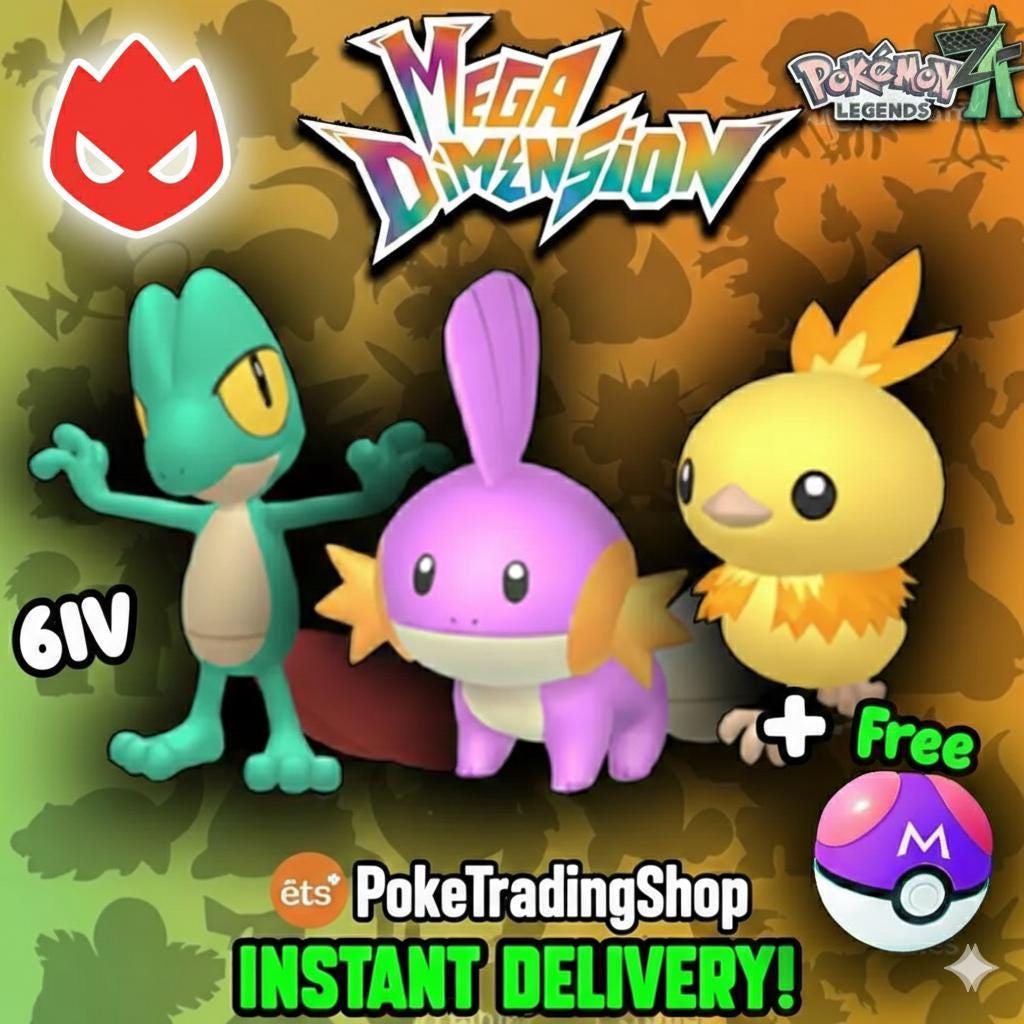 Pokemon ZA Alpha Hoenn Starters Bundle 6IV Treecko Mudkip Torchic Custom Battle Ready Trade Service Unique Gamer Gift Pokémon card photo