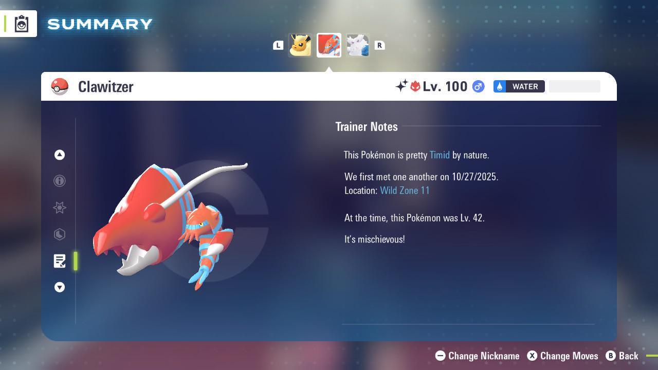 Shiny Alpha Clawitzer Pokémon Legends ZA 6IV Competitive Battle Ready Pokémon card photo 4