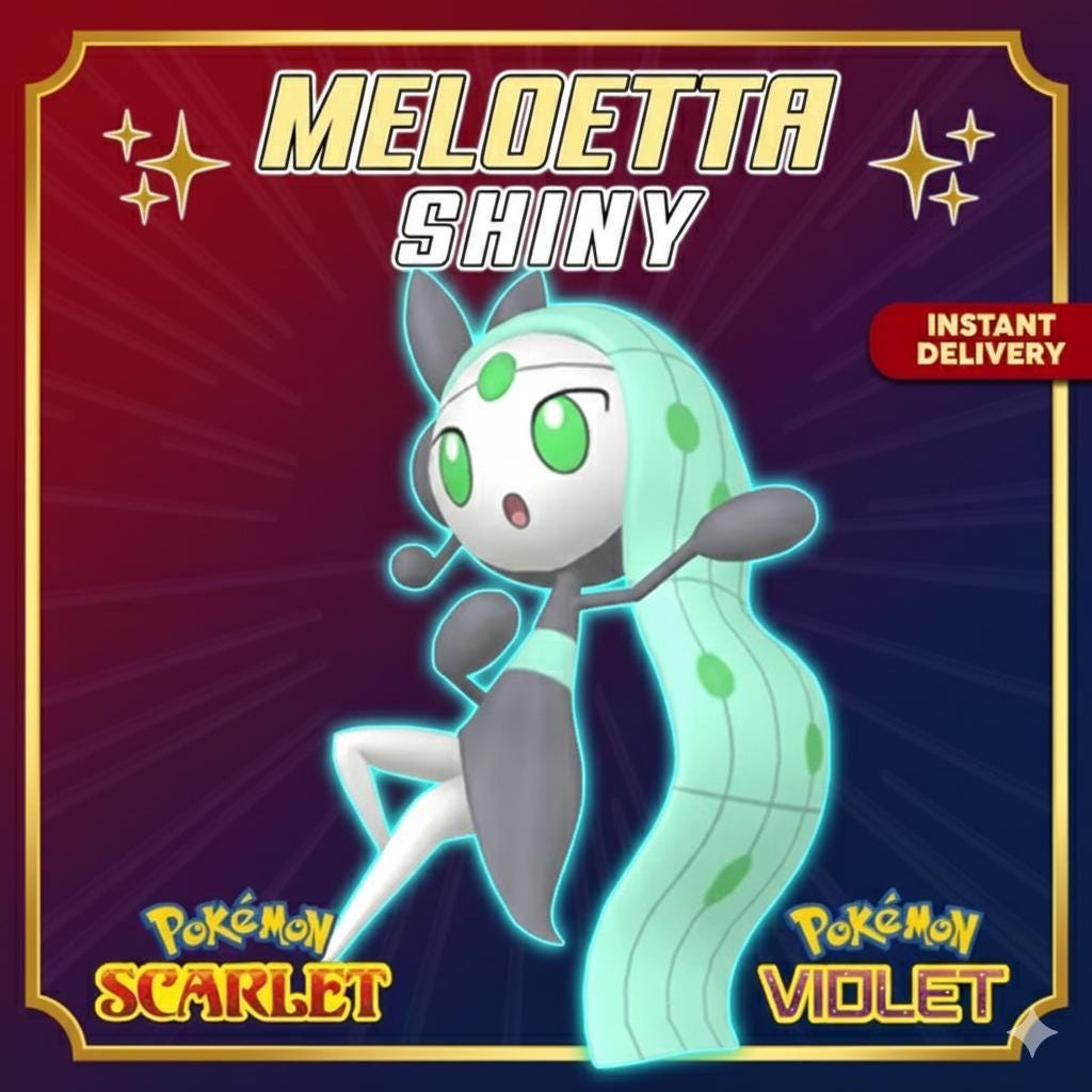 Shiny 6iv MELOETTA HOME EVENT Pokémon Scarlet and Violet 6IV Pokemon Competitive Pokerus Rare Pokemon – Exclusive Event Pokémon Pokémon card photo