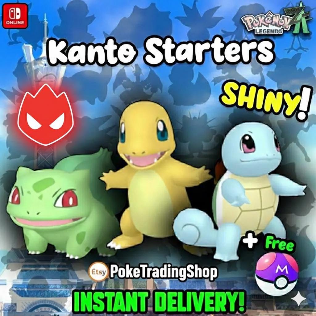Foto de la carta Pokémon Pack de Iniciales Alpha Kanto Shiny de Pokemon ZA 6IV Listo para la Batalla
