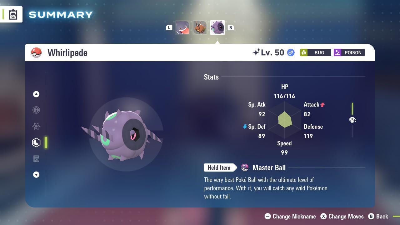 Shiny WHIRLIPEDE Pokémon Legends ZA 6IV Competitive Battle Ready Pokémon card photo