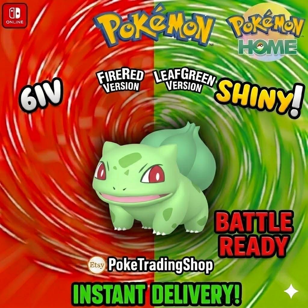 SHINY BULBASAUR Pokémon FireRed LeafGreen 6IV Competitive Battle Ready Pokémon card photo