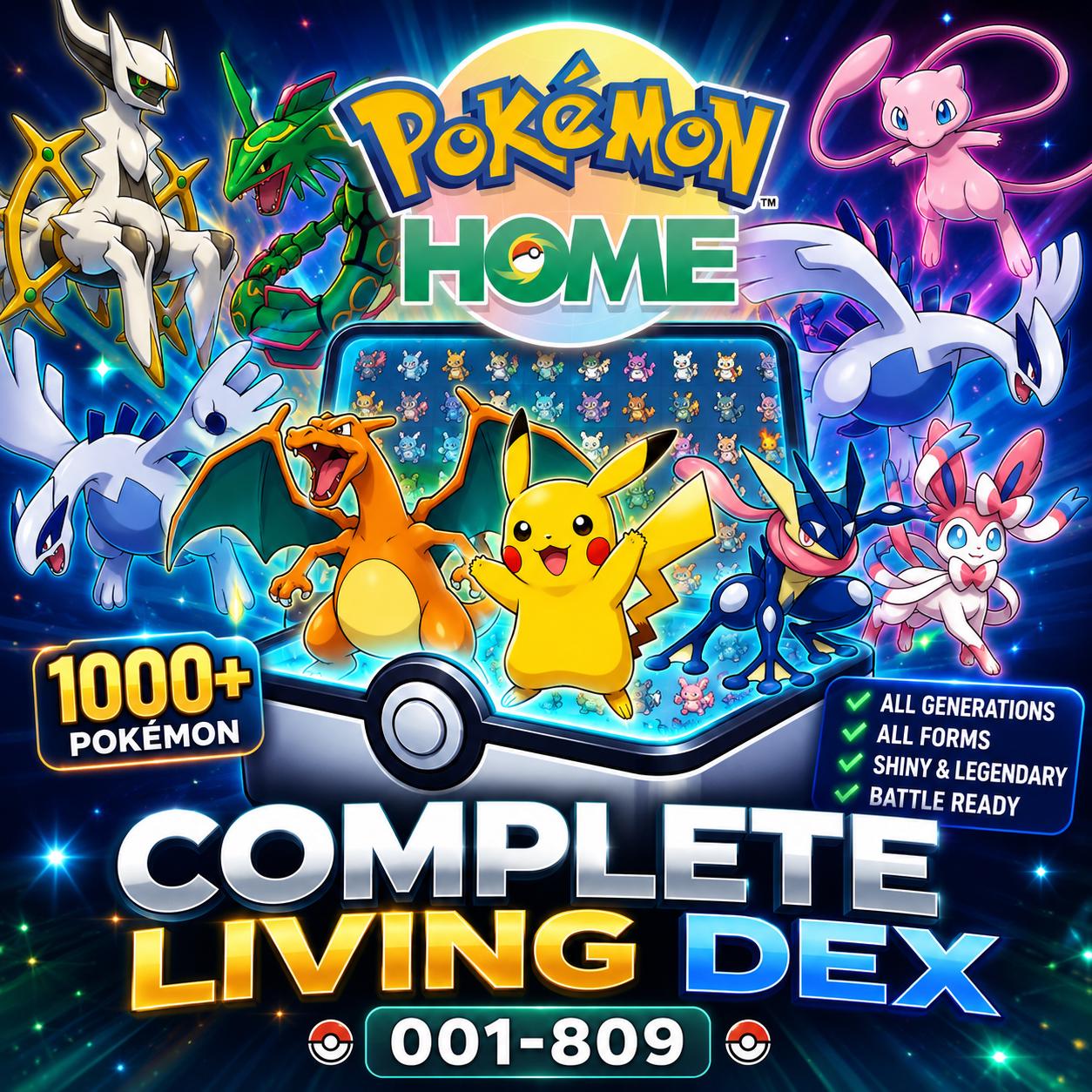 Complete Pokemon HOME Shiny Living Dex Gen 1 to 7 Finish Your Pokedex Fast Every Form Legendary Mythical Collection Pokémon card photo