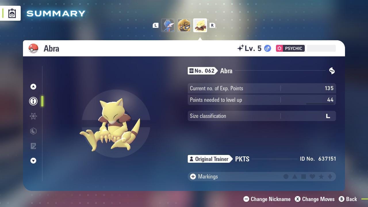 Foto de la carta Pokémon Shiny ABRA Pokémon Legends ZA 6IV Competitivo Listo para la Batalla 2