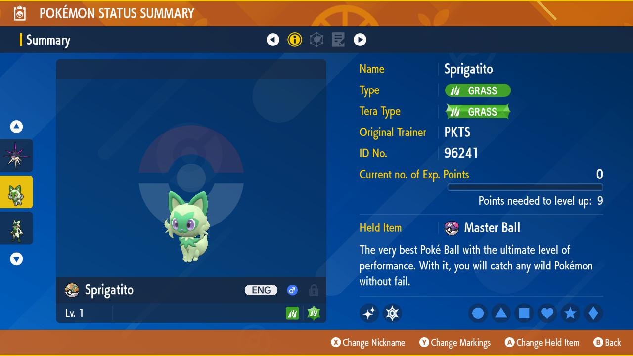 Shiny SPRIGATITO Pokémon Scarlet Violet 6IV Competitive Battle Ready Pokémon card photo 2