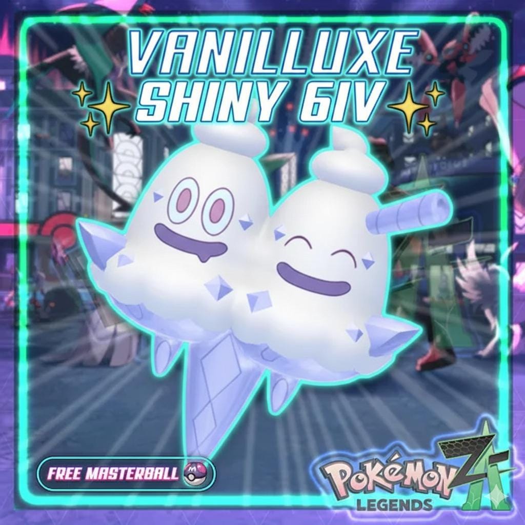 Foto de la carta Pokémon Shiny VANILLUXE Pokémon Legends ZA 6IV Listo para la batalla competitiva