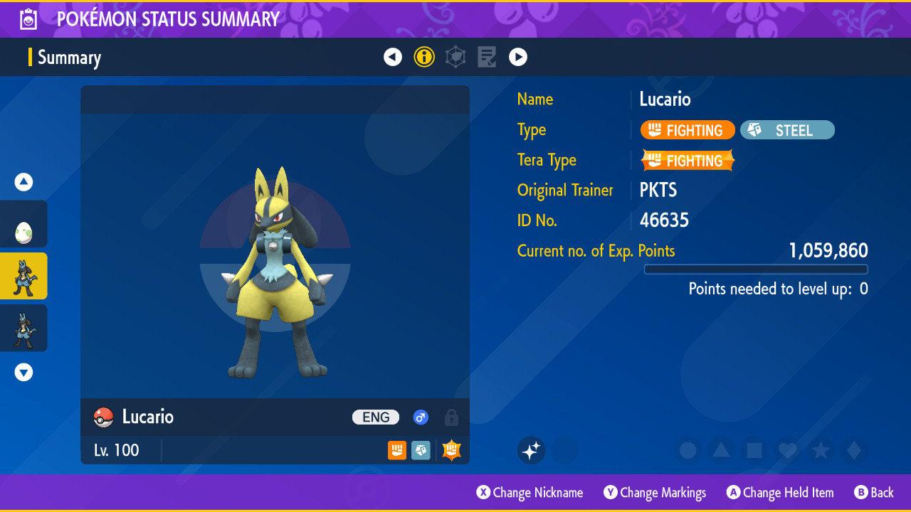 Shiny LUCARIO Pokémon Scarlet Violet 6IV Competitive Battle Ready – Scarlet & Violet Pokémon card photo