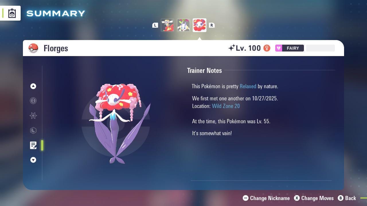 Foto de la carta Pokémon Shiny Red FLORGES Pokémon Legends ZA 6IV Listo para el Combate Competitivo 4