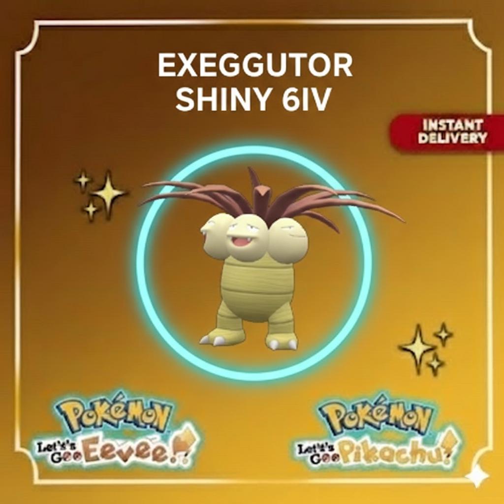 Shiny Exeggutor Lets Go Pikachu Eevee 6IV Competitive Battle Ready – Pokémon Let's Go Pokémon card photo