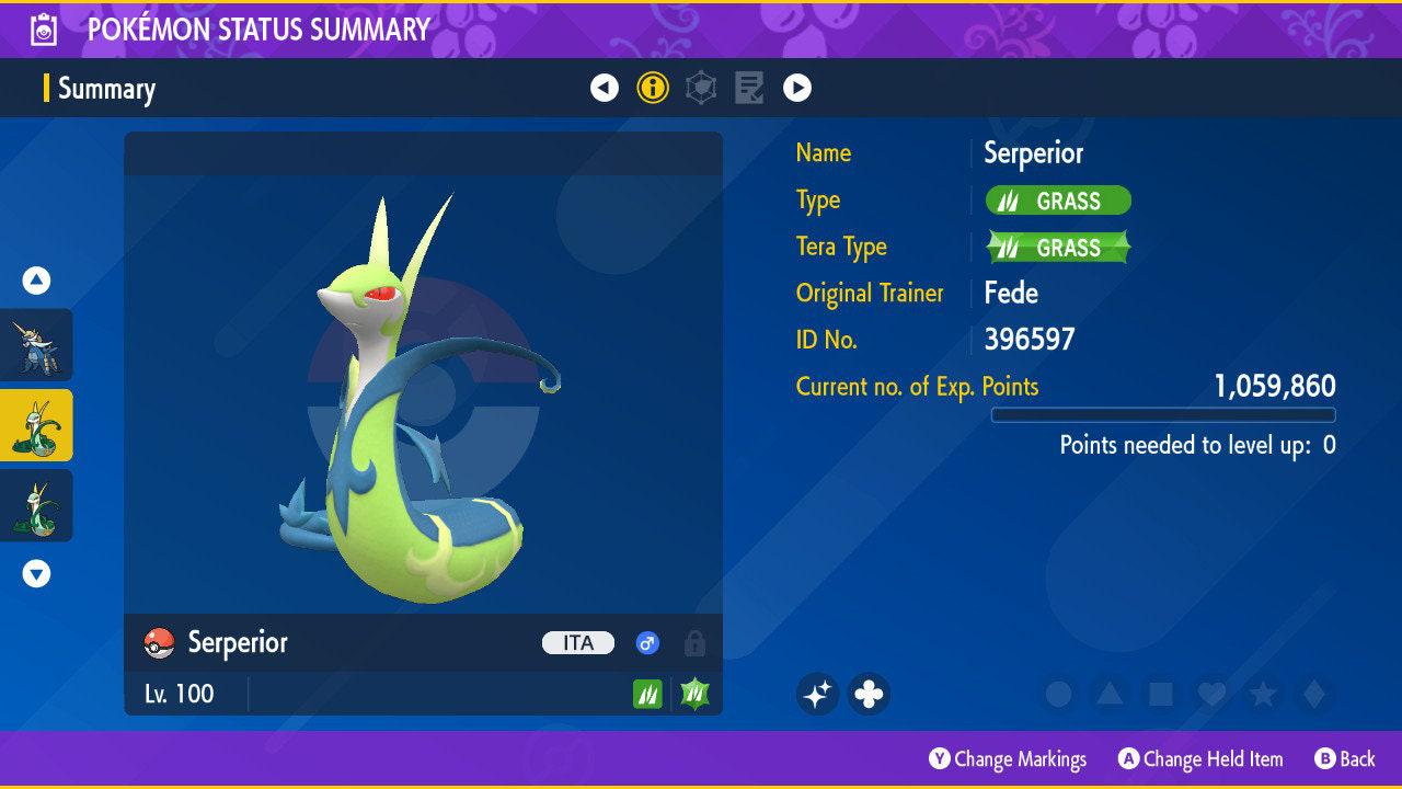 Shiny SERPERIOR Pokémon Scarlet and Violet 6IV Competitive Battle Ready – Scarlet & Violet Pokémon card photo
