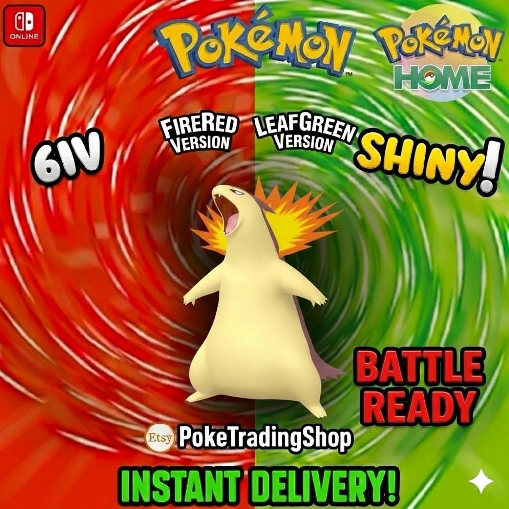 Foto de la carta Pokémon TYPHLOSION VARIOCROMÁTICO Pokémon Rojo Fuego Verde Hoja 6IV Competitivo Listo para la Batalla