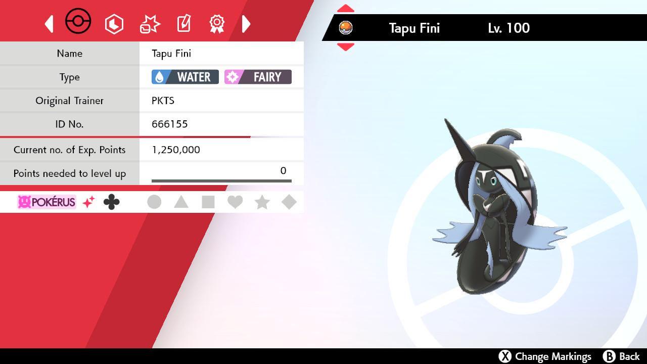 Shiny 6IV TAPU FINI Pokemon Sword Shield 6IV Competitive Battle Ready – Sword & Shield Pokémon card photo