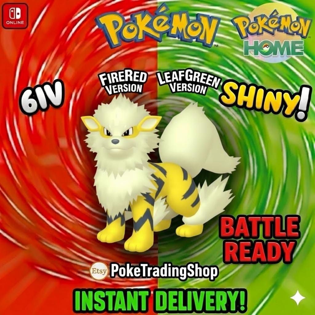 SHINY ARCANINE Pokémon FireRed LeafGreen 6IV Competitive Battle Ready Pokémon card photo