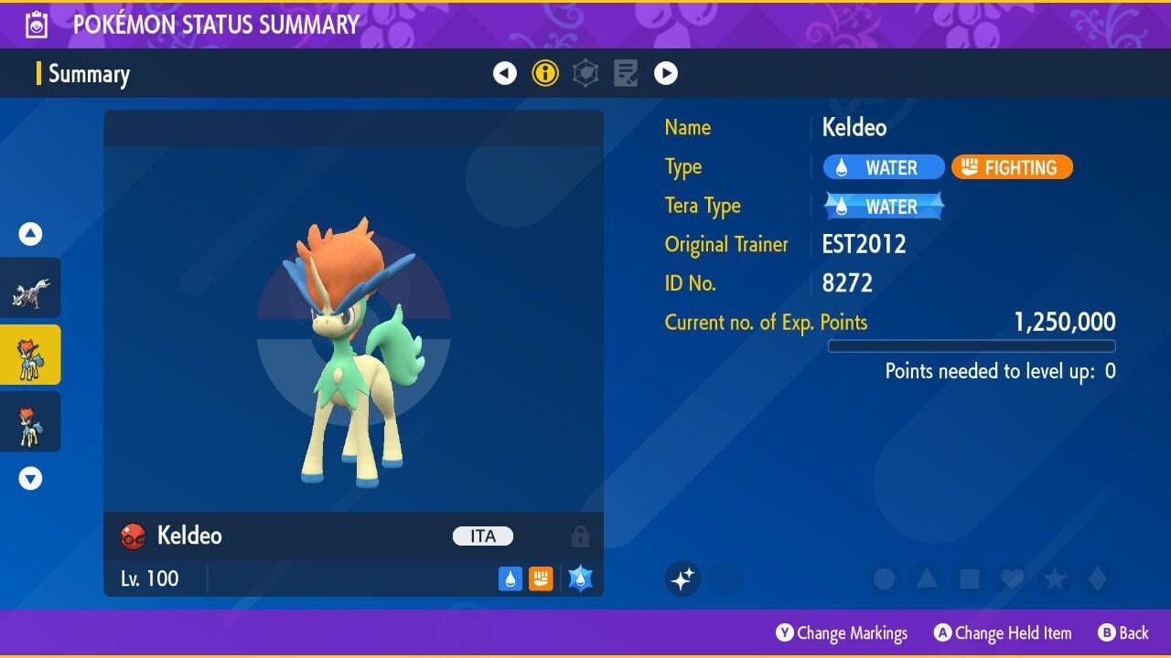 Foto de la carta Pokémon KELDEO variocolor Pokémon Escarlata y Púrpura 6IV Pokémon Legends ZA Competitivo Pokémon Mítico Pokédex Pokerus 2