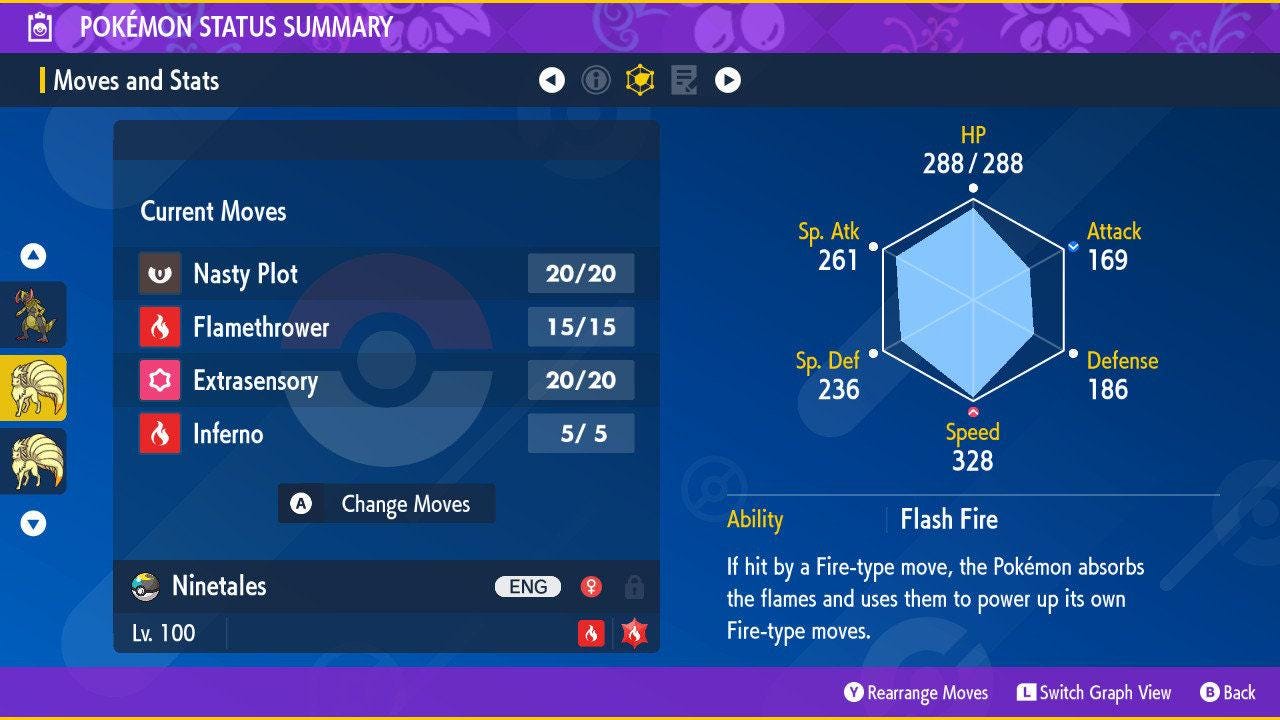 Foto de la carta Pokémon NINETALES variocolor Pokémon Escarlata y Púrpura Máscara Turquesa Listo para el Combate Competitivo + EVs Shiny gratis Switch 2 3